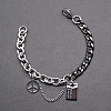 Two Tone Peace Symbol & Quote Charm Bracelets FS-WGFBFF4-03-2
