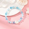 Ocean ABS Plastic Imitation Pearl Shell Shape Electroplate Glass Faceted Rondelle Beaded Stretch Bracelets for Women BJEW-JB14386-01-1