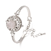 Rotating Sun Natural Rose Quartz Link Bracelets GG-CBA0251-11P-01-4