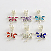 Alloy Rhinestone Dragonfly European Dangle Charms MPDL-R036-77-1