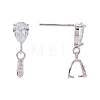 Anti-Tarnish Rhodium Plated 925 Sterling Silver Dangle Stud Earing Settings STER-K038-008P-2