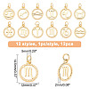 12Pcs 12 Style Brass Charms KK-FH0004-40-2
