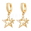 Brass Micro Pave Cubic Zirconia Dangle Hoop Earrings for Women KK-CBADCD7-02G-4