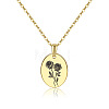 Brass Birth Month Flower Pendant Necklace HUDU-PW0001-034F-1-1