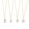 Natural Baroque Keshi Pearl Pendant Brass Cable Chain Necklaces NJEW-JN06530-2