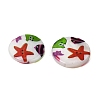 Ocean Printed Natural Freshwater Shell Flat Round Beads SHEL-A006-13F-2
