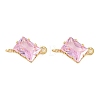 Brass Pave Cubic Zirconia Rectangle Connector Charms KK-P347-05G-01-2