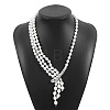 Elegant Layered White Imitation Pearl Y-Shaped Long Pendant Necklaces with Alloy Drop for Women FS-WG35350-02-1