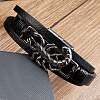 Black Imitation Leather & 316L Stainless Steel Centipede Multi-strand Bracelets with Magnetic Clasps for Men WG416ED-01-3