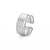 304 Stainless Steel Hammered Open Cuff Ring for Women RJEW-S405-221P-3