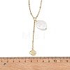 Summer Natural Baroque Keshi Pearl & 304 Stainless Steel Sea Animal Pendant Satellite Chain Y Lariat Necklaces NJEW-JN06049-04-4