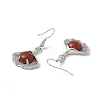 Natural Red Jasper Ginkgo Leaf Dangle Earrings with Crystal Rhinestone EJEW-A092-03P-22-4