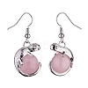 Natural Rose Quartz Chameleon Dangle Earrings with Crystal Rhinestone EJEW-A092-10P-18-3