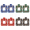 4 Pairs 4 Colors Rhinestone Hollow Square Dangle Stud Earrings EJEW-AN0004-37-1