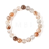 Natural Rutilated Quartz Round Beaded Stretch Bracelets BJEW-JB14341-01-3