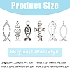 60Pcs 6 Styles Ocean Tibetan Style Alloy Pendants FIND-YW0012-44-3