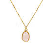 Natural Rose Quartz Irregular Oval Pendant 304 Stainless Steel Cable Chain Necklaces for Women FS-WGF500E-02-2