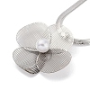 304 Stainless Steel & ABS Plastic Herringbone Chain Flower Pendant Necklaces for Women NJEW-C055-01P-2