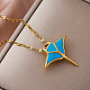 304 Stainless Steel Ocean Ray Fish Pendant Necklaces for Women RI8300-3