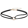 1Pc Alloy Ring Double Layer Faux Suede Cord Choker Necklaces for Women NJEW-CL0001-32-1