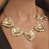 Alloy Textured Heart Bib Necklaces for Women WGBCDDA-01-2