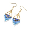 Glass Beads Braided Dangle Earrings EJEW-MZ00786-01-4