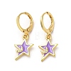 Star & Moon Real 18K Gold Plated Brass Dangle Leverback Earrings EJEW-L268-032G-01-1