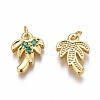 Brass Micro Pave Green Cubic Zirconia Charms ZIRC-O035-14G-2