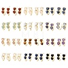 Valentine's Day Heart Natural & Synthetic Mixed Stone Stud Earrings EJEW-T053-01G-2