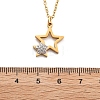 304 Stainless Steel Crystal Rhinestone Double Star Pendant Cable Chain Necklaces NJEW-Z056-02A-G-5