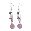 Natural Gemstone & Alloy Enamel & Iron Dangle Earrings for Women EJEW-JE07405-4