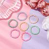 Macaron Ceylon Round Glass Seed Beads Stretch Rings for Women RJEW-JR00701-4