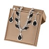 Teardrop Alloy Rhinestone Pendant Necklaces & Stud Dangle Earrings Sets FS-WG1DC8E-02-2