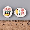 Hand Painted Tulip Flower Oval Porcelain Beads PORC-N012-11C-3