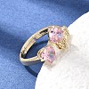 Brass Micro Pave Clear Cubic Zirconia Cuff Open Rings CU-CBA5C10-15G-2