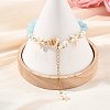Beachy Natural white Jade Chip Beads & Synthetic Turquoise Charm Bracelets BJEW-JB14140-02-1