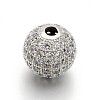 CZ Brass Micro Pave Cubic Zirconia Round Beads ZIRC-L017-01P-1