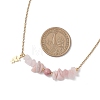 Natural Mixed Gemstone Chip and Round Beaded Pendant 304 Stainless Steel Cable Chain Necklaces for Women NJEW-JN05741-4