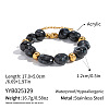 Vintage Stainless Steel & Black Acrylic Nuggets Beaded Bracelets for Women BF0589-3-1