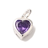 925 Sterling Silver Cubic Zirconia Heart Charms with Jump Rings FIND-U013-10S-06-1