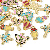  20Pcs 10 Styles Light Gold Plated Alloy Enamel Pendants ENAM-TA0001-75-9