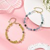 2Pcs 2 Styles Natural Aquamarine & Green Rutilated Quartz & Apatite & Peridot Round and Chip Beaded Bracelet Sets with 304 Stainless Steel End Chains BJEW-JB14339-1