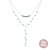 925 Sterling Silver & Synthetic Turquoise Round Ball Tassel Y Necklaces SE-CBA9BBC-17P-1
