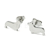 Cute Little Animal Theme 304 Stainless Steel Stud Earrings EJEW-B041-02G-P-1