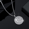 Zinc Alloy Micro Pave Clear Cubic Zirconia Flat Round with Star and Moon Pendant Necklaces FS-WGB5CD2-01-1