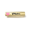 Brass Enamel Heart Word Mom Curved Tube Beads KK-C090-51G-02-1