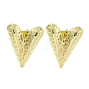 Heart Texture Brass Stud Earrings for Women EJEW-E312-02G-1