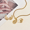 Stainless Steel Hollow Teardrop Pendant Necklace & Stud Earrings & Ring Sets for Women AU4910-1