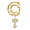 Alloy Full Crystal Rhinestone Letter Pendant Cuban Link Chain Necklaces for Men FS-WGEAD7F-02-1