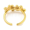 Flower Rack Plating Brass Micro Pave Cubic Zirconia Open Cuff Rings for Women RJEW-N047-01G-01-RS-3